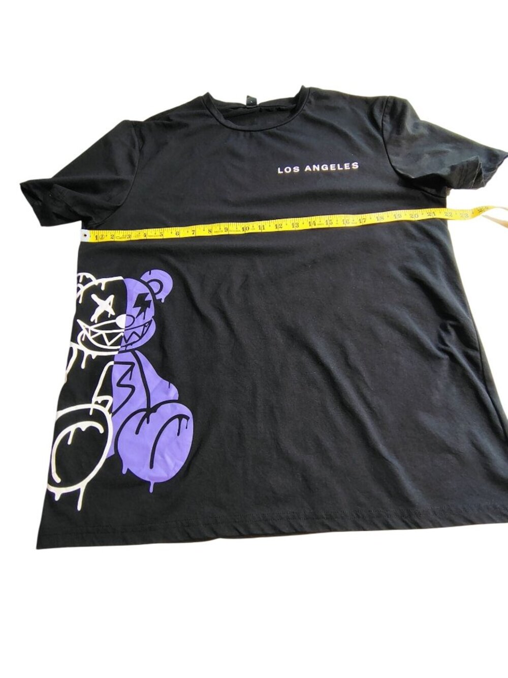 Shein Mens Black Graphic Tee Los Angeles Design Size L Lightweight, breathable - Picture 3 of 7